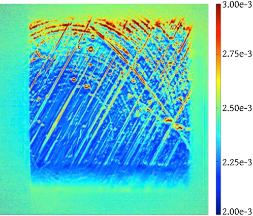 FWHM map of an industrial synthetic diamond 