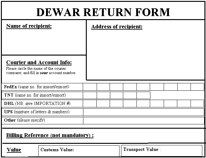 Dewar return form PNG