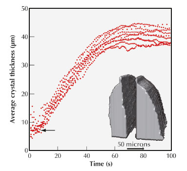 Evolution of ice crystal thickness
