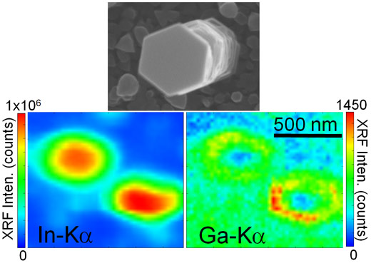 SEM image and In and Ga  Kα XRF maps of representative single nanowires